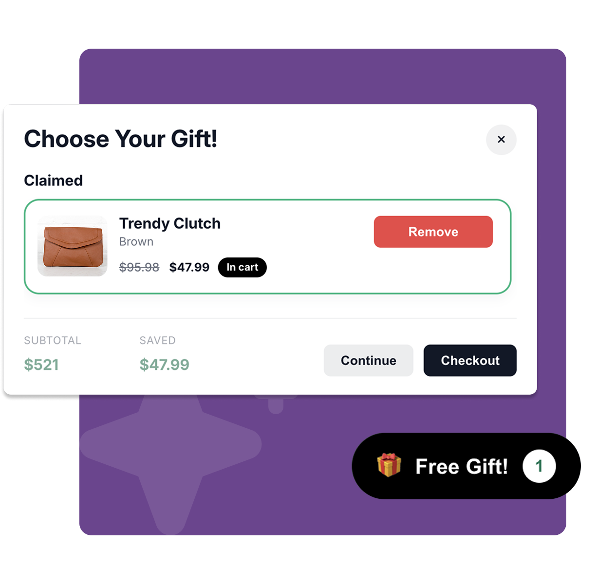 CartSprinkle multi-gift selection interface